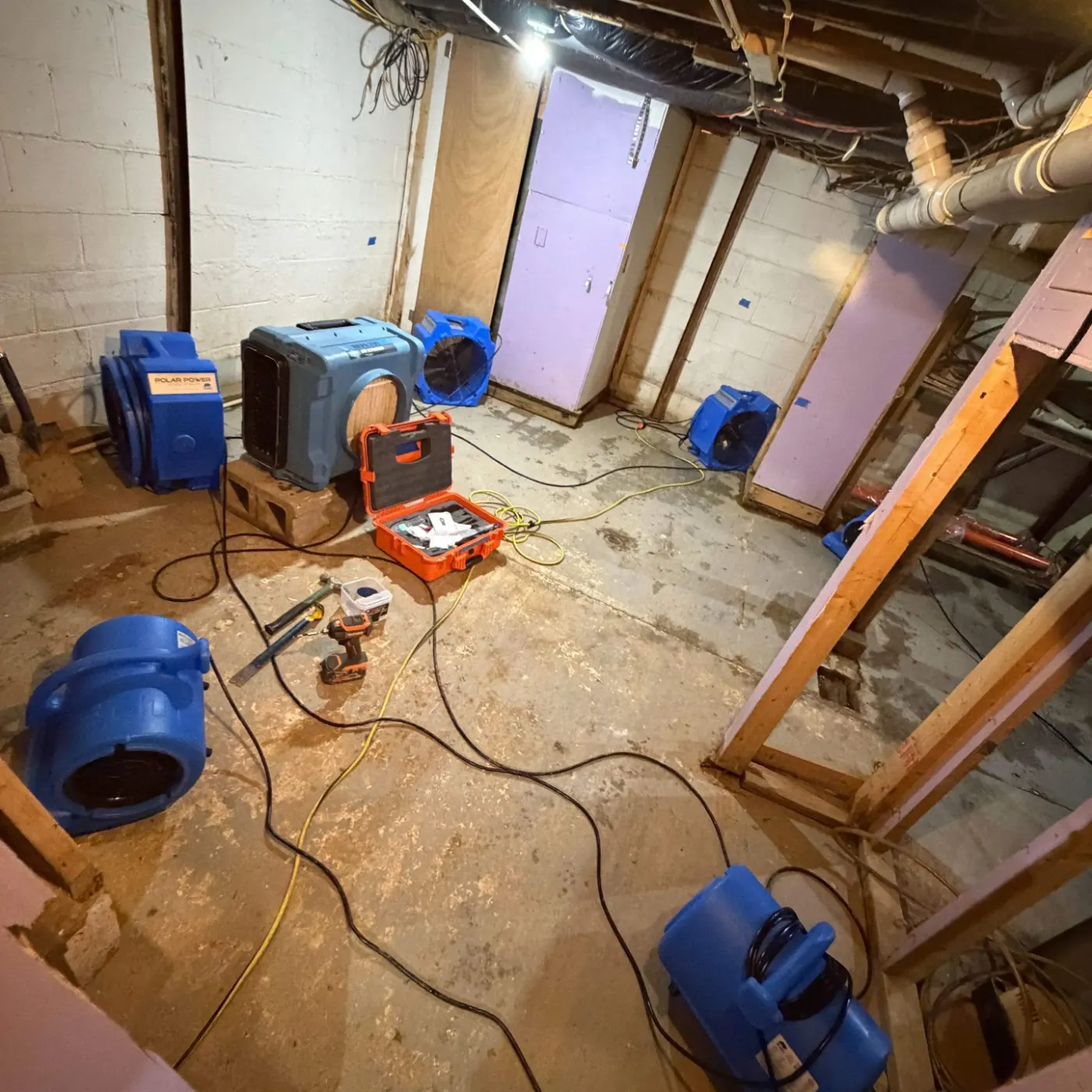 IICRC-certified dry-out in progress at Fairmount home